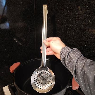 Kit 12 Escumadeiras para Restaurantes Lancherias Aço Inox 43cm Fritura Pastel Cozinha Industrial