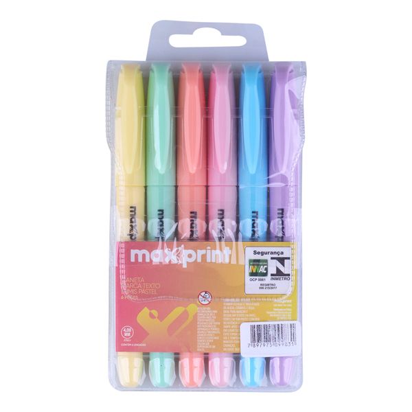Caneta Marca Texto Maxprint Lumis 6 Cores Pastéis
