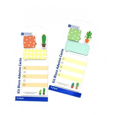 Kit Bloco Adesivo Le com 3 Blocos e 1 Marcador de Página Decorado - Colorido