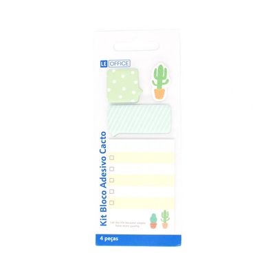 Kit Bloco Adesivo Le com 3 Blocos e 1 Marcador de Página Decorado - Colorido