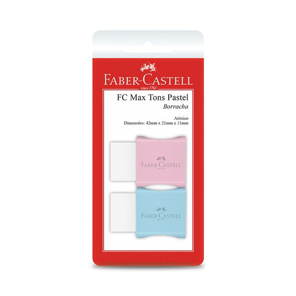 Borracha Faber-Castell Max Branca Capa Plástica Tons Pastel com 2 Unidades Cores Diversas