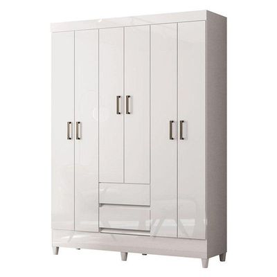 Guarda Roupa Casal 6 Portas Com Pés Fit Branco Brilho - Santos Andirá
