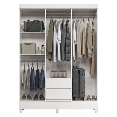 Guarda Roupa Casal 6 Portas Com Pés Fit Branco Brilho - Santos Andirá