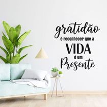 Adesivo Parede Gratidão Vida Presente Decorativo 65x70cm Cor Preto