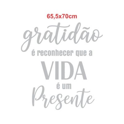 Adesivo Parede Gratidão Vida Presente Decorativo 65x70cm Cor Preto
