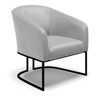 Poltrona Sala Decorativa Kit 2 Stella Base Industrial Preta Sintético Cinza D03 - D'Rossi