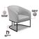 Poltrona Sala Decorativa Kit 2 Stella Base Industrial Preta Sintético Cinza D03 - D'Rossi