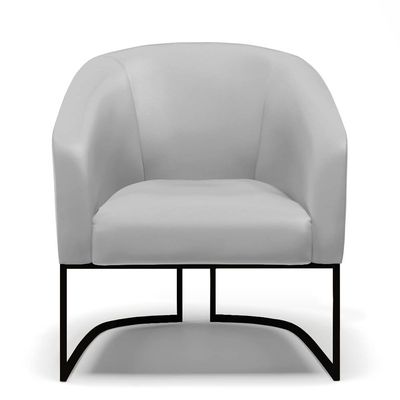 Poltrona Sala Decorativa Kit 2 Stella Base Industrial Preta Sintético Cinza D03 - D'Rossi