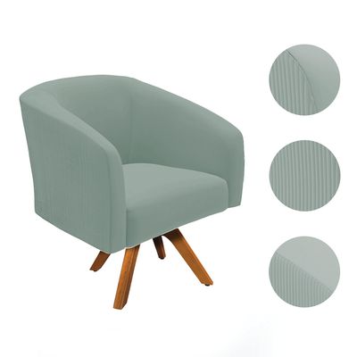 Poltrona Decorativa Kit 2 Stella Base de Madeira Giratória MM30 Veludo Cotelê Menta D03 - D'Rossi