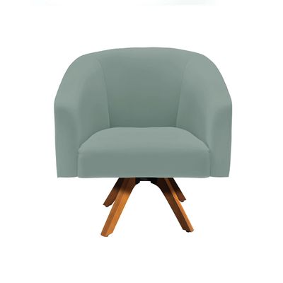 Poltrona Decorativa Kit 2 Stella Base de Madeira Giratória MM30 Veludo Cotelê Menta D03 - D'Rossi