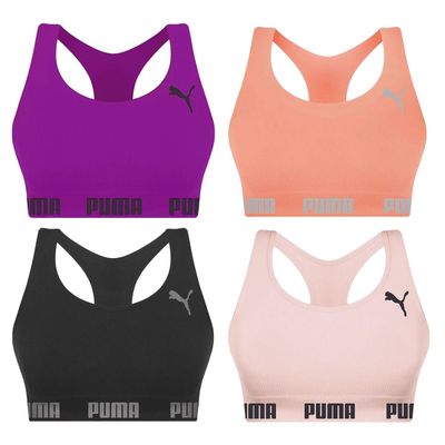 Kit 4 Tops Puma Nadador Sem Costura Feminino GG / Rosa/Roxo