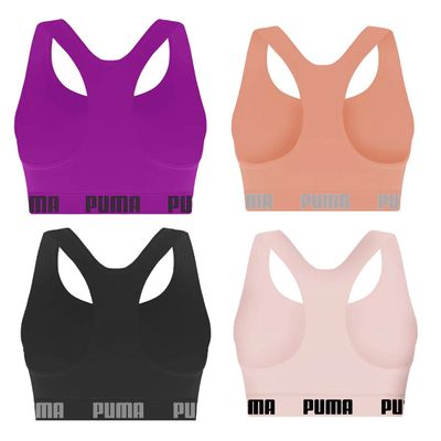 Kit 4 Tops Puma Nadador Sem Costura Feminino GG / Rosa/Roxo