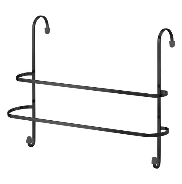 Porta Toalha Duplo com 02 Ganchos Toalheiro Preto Suporte para Box Sem Furo - Kit com 2 unidades