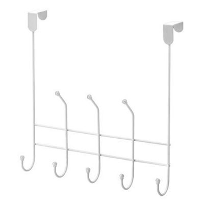 Porta Toalha 8 Ganchos Toalheiro Branco Suporte de Porta Box Sem Furo - Kit com 2 unidades
