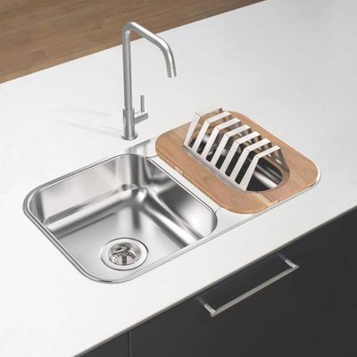 Kit Cuba Dupla Inox Tramontina Gourmet com Escorredor Tábua 69x41cm Pia Cozinha Isis