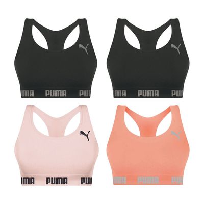 Kit 4 Tops Puma Nadador Sem Costura Feminino GG / Rosa/Preto