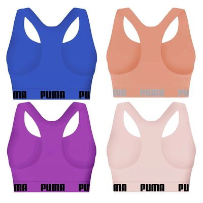Kit 4 Tops Puma Nadador Sem Costura Feminino M / Azul e Rosa