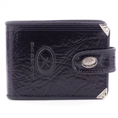 Carteira Masculina Couro Mitty M1F Média C/ Fecho Cantoneira Preto