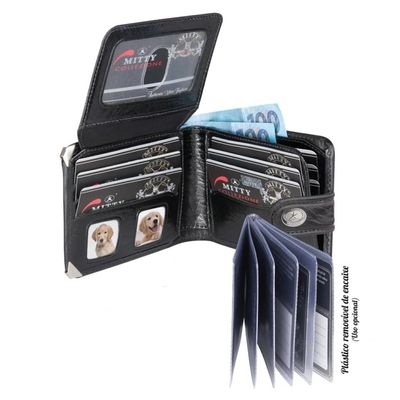 Carteira Masculina Couro Mitty M1F Média C/ Fecho Cantoneira Preto