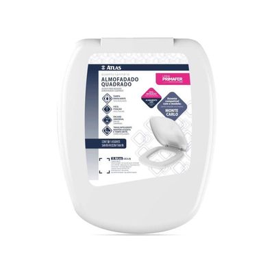 Assento Sanitário Almofadado, Quadrado, Cor Branco, Linha Primafer, Atlas.