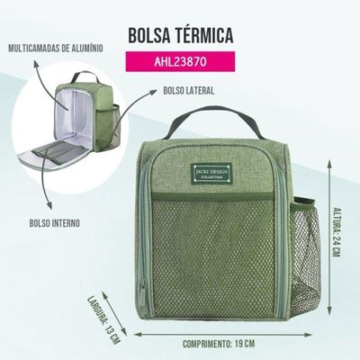 Kit Joy Bolsa Térmica, Porta Escova, Pasta De Dente, Pote Marmita 2 Andares E Garrafa Verde