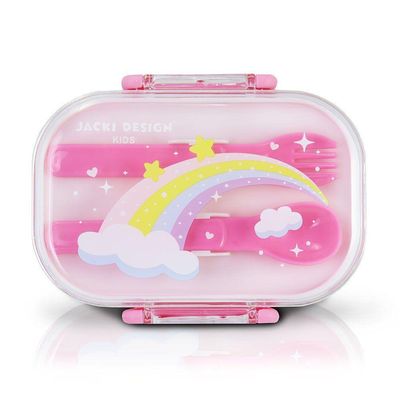 Kit Mochila Escolar Pote Para Lanche E Garrafa 460ml Infantil - Azul Rosa