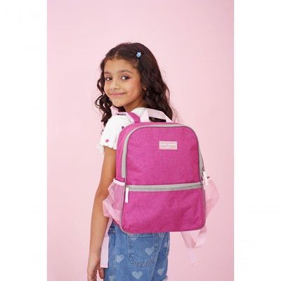 Kit Mochila Escolar Pote Para Lanche E Garrafa 460ml Infantil - Azul Rosa