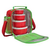Conjunto Lancheira Térmica Filhotinho E Pote Para Lanche De 4 Peças Vermelho