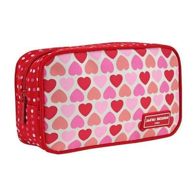 Conjunto Estojo Tamanho Médio Rosa Sapeka E Mochila Sapeka Coração Vermelho Mochila