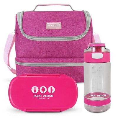 Conjunto Lancheira Térmica Com Pote Para Lanche 450ml E Garrafa 550ml Pink