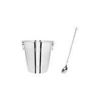 Balde de Gelo Inox e Colher Bailarina Drinks Bar Bartender