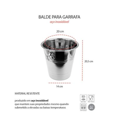 Balde de Gelo Inox e Colher Bailarina Drinks Bar Bartender