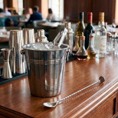 Balde de Gelo Inox e Colher Bailarina Drinks Bar Bartender