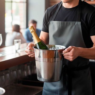 Balde de Gelo Inox e Colher Bailarina Drinks Bar Bartender