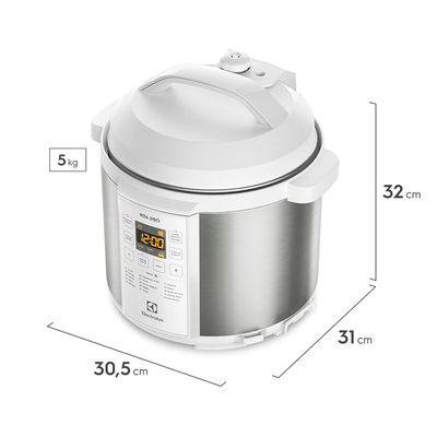 Panela de Pressão Elétrica Electrolux por Rita Lobo 6L Branca Experience Digital (PCC21) 127V