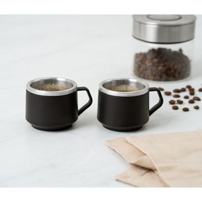 Kit 2 Xícaras para Café Tramontina em Aço Inox Preto 80 ml