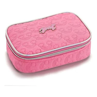 Kit Mochila Juvenil Estojo e Lancheira Just Matelassê Rosa - Denlex