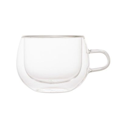 Conjunto De Xícaras Para Chá E Cappuccino 240ml Vidro Duplo 2 Peças Lyor