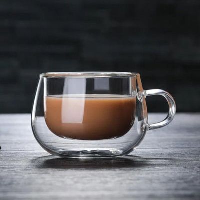 Conjunto De Xícaras Para Chá E Cappuccino 240ml Vidro Duplo 2 Peças Lyor