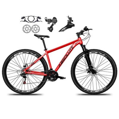 Bicicleta Aro 29 Absolute Nero 5 Alumínio 21v Câmbios Shimano Freio A Disco Hidráulico Mtb vermelho Tam: 19