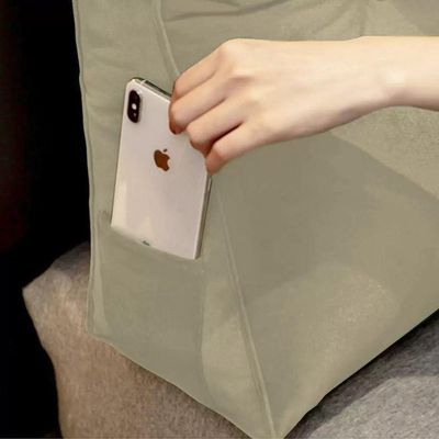 Almofada Para Cabeceira Encosto Apoio Lombar Spot 160cm Com Porta Celular Suede - Abmaza Cor Bege