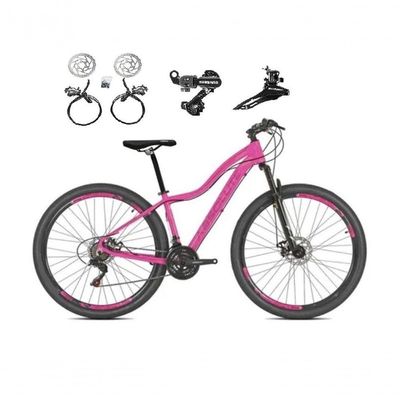 Bicicleta Feminina Aro 29 Absolute Hera 24v Cambios Shimano Freio Hidraulico Mtb Alumínio rosa Tam: 17