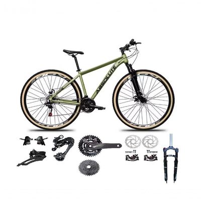 Bicicleta Aro 29 Absolute Nero 5 Kit 2x9 Gta Sunrun K7 Freio A Disco Garfo Com Trava Mtb oliva Tam: 15
