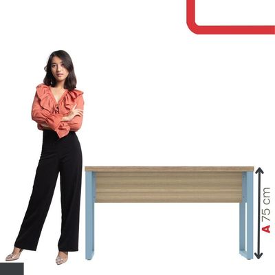 Mesa Escritório 1340x600x750mm M1340pe40tub Noce Naturalle-azul Dali
