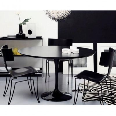 Mesa De Jantar Tulipa Saarinen Redonda 90cm - Laqueada Preto