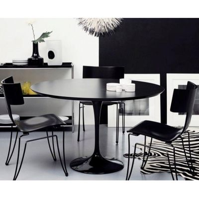Mesa De Jantar Tulipa Saarinen Redonda 90cm - Laqueada Preto