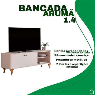 Rack Bancada Aruma Com 2 Portas E Cantos Arredondados Off White