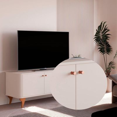 Rack Bancada Aruma Com 2 Portas E Cantos Arredondados Off White