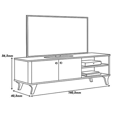 Rack Bancada Aruma Com 2 Portas E Cantos Arredondados Off White