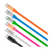 Cabo Carregador USB C Colorido Silicone Telefone Carregamento Cor:Preto